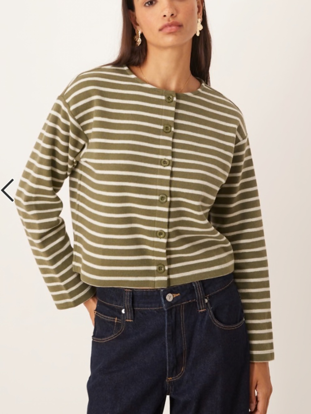 ASOS Striped Olive & Cream Cardigan